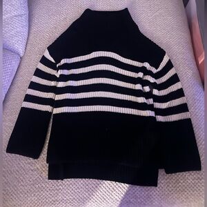 Old Navy Black and White Striped Turtleneck Sweater